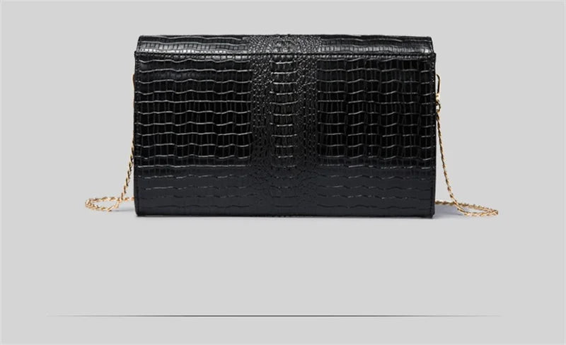 Crocodile pattern leather bag women cowhide shoulder clutch
