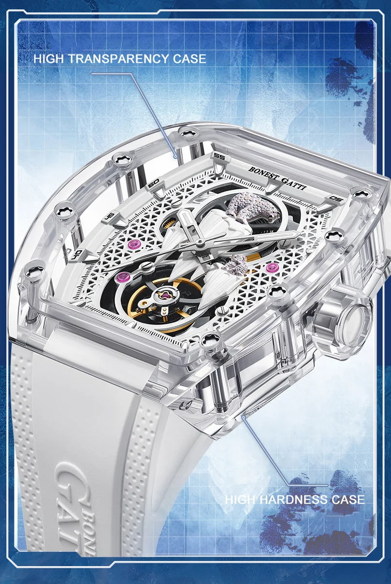 Bonest Gatti luxury automatic watch polar bear skeleton dial