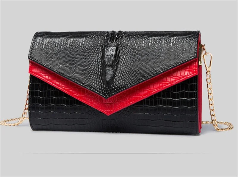 Crocodile pattern leather bag women cowhide shoulder clutch
