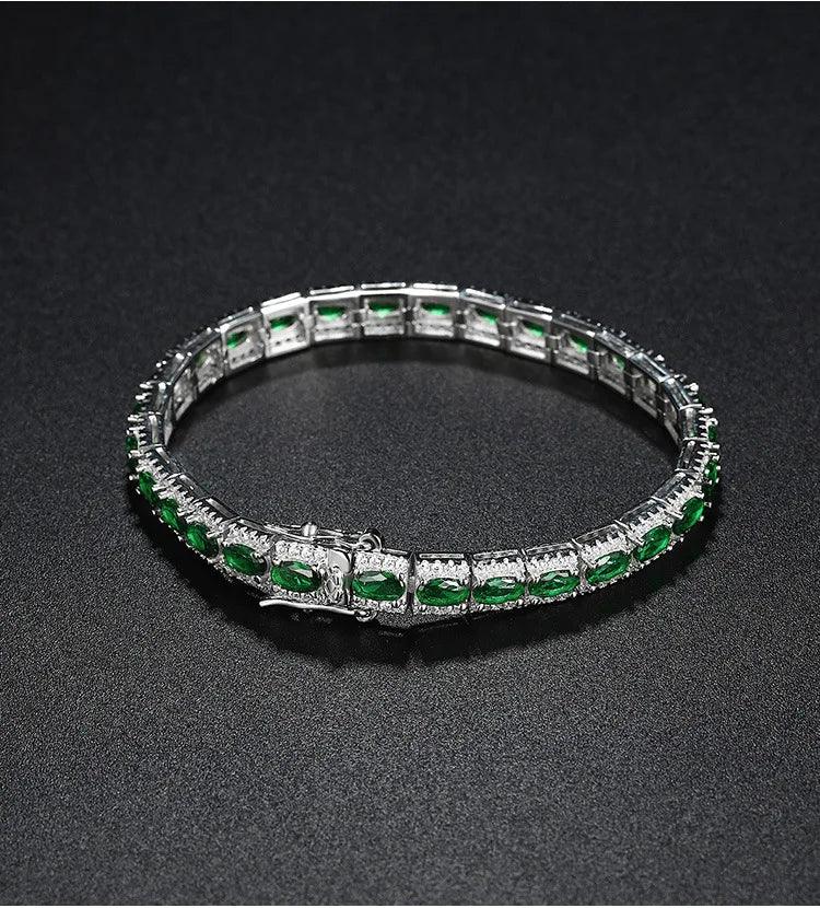 Handmade emerald diamond bangle bracelet jewelry gift for girls