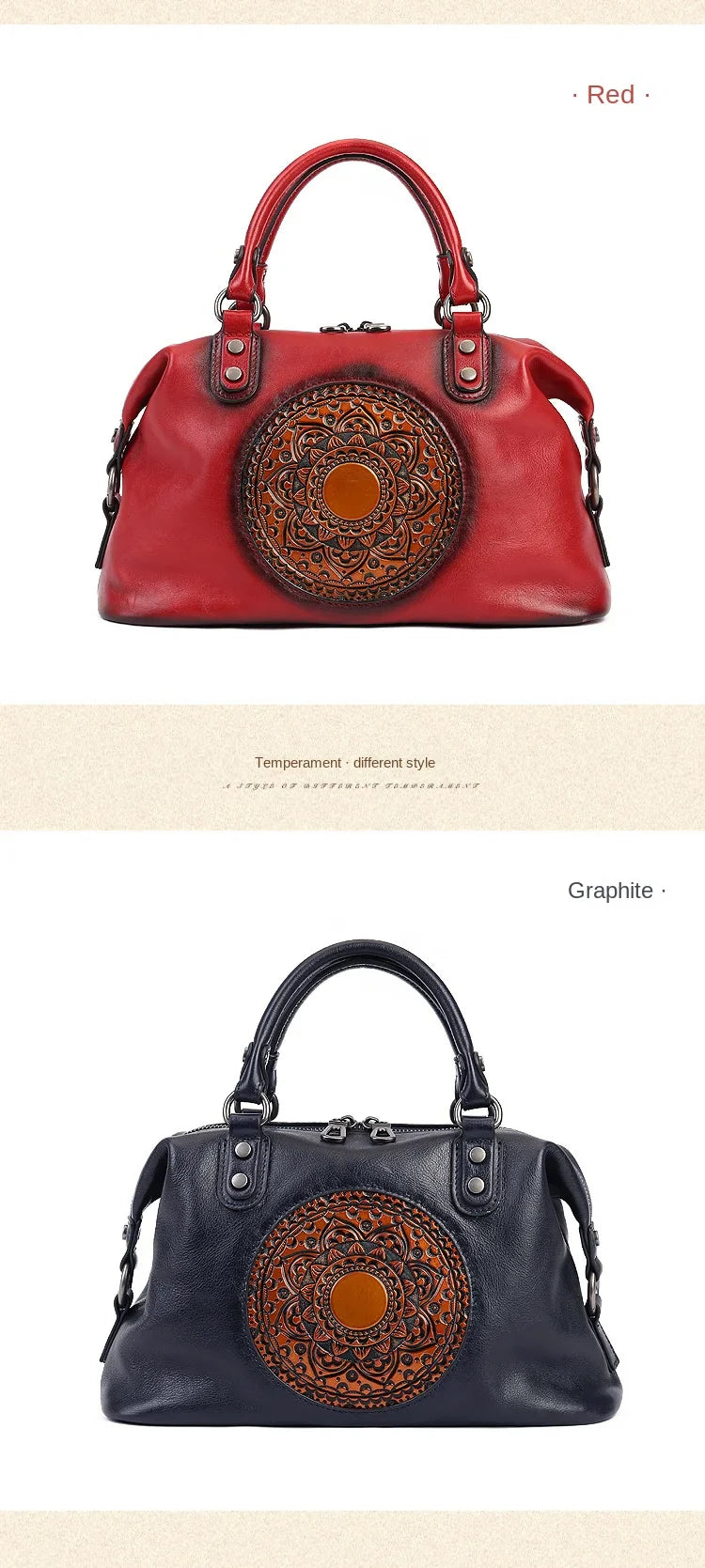 women genuine leather tote bag classic cowhide shoulder handbag with zipper