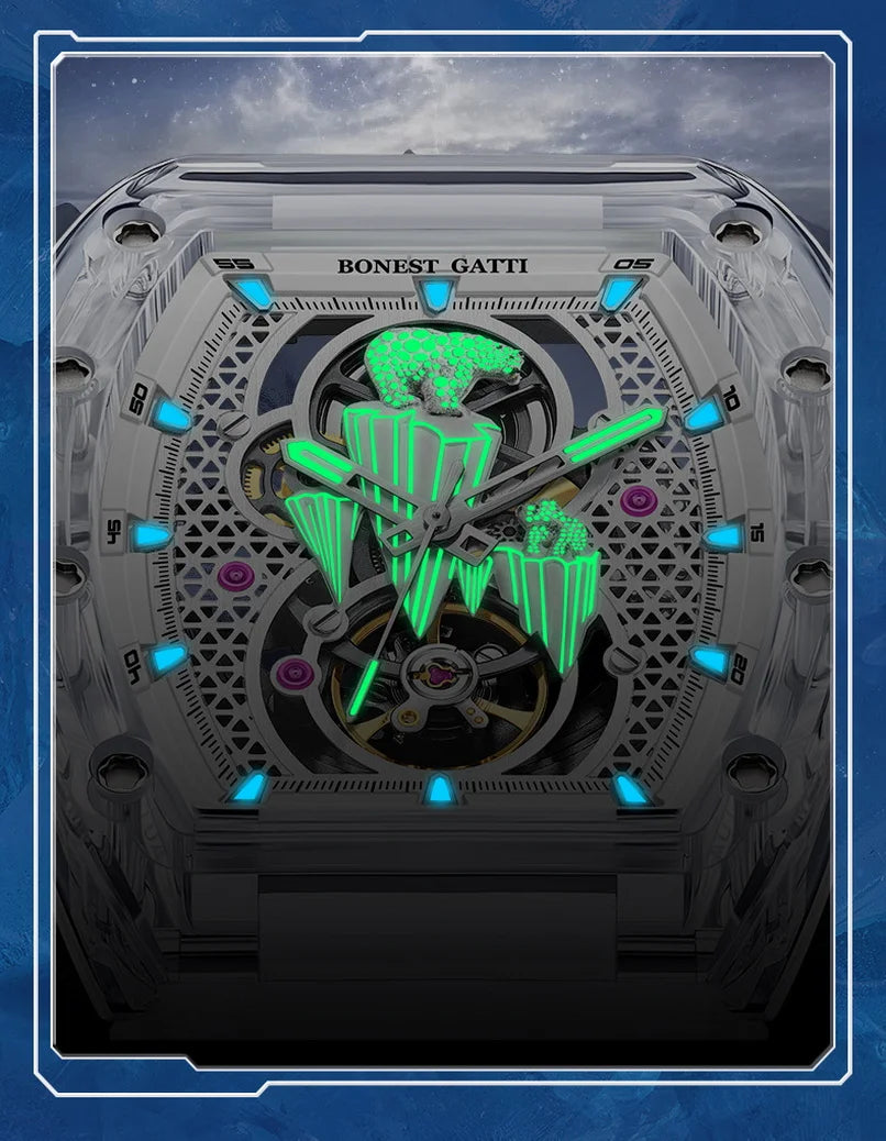 Bonest Gatti luxury automatic watch polar bear skeleton dial