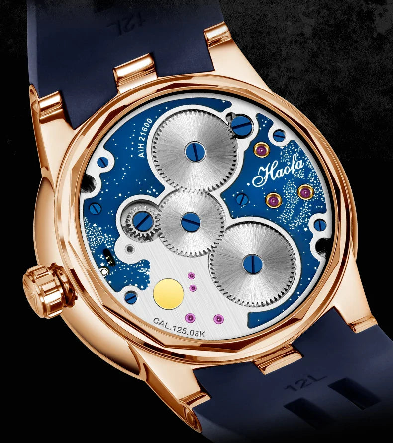 Haofa luxury men watch carrousel sapphire starry dial mechanical wristwatch