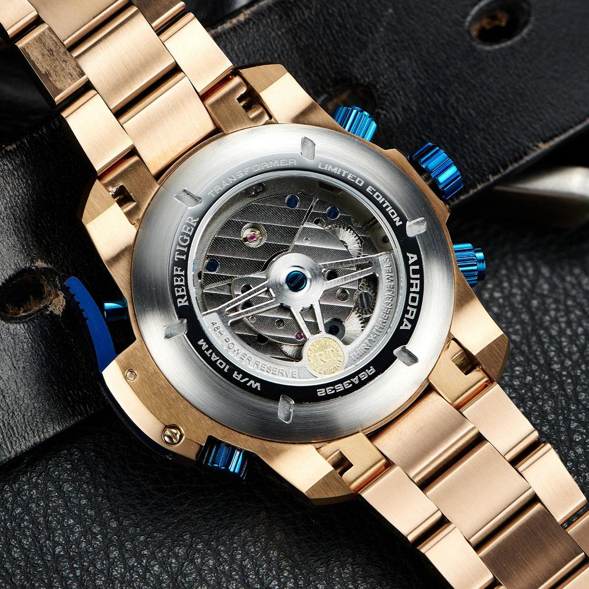 REEF TIGER design sport automatic watch spider dial