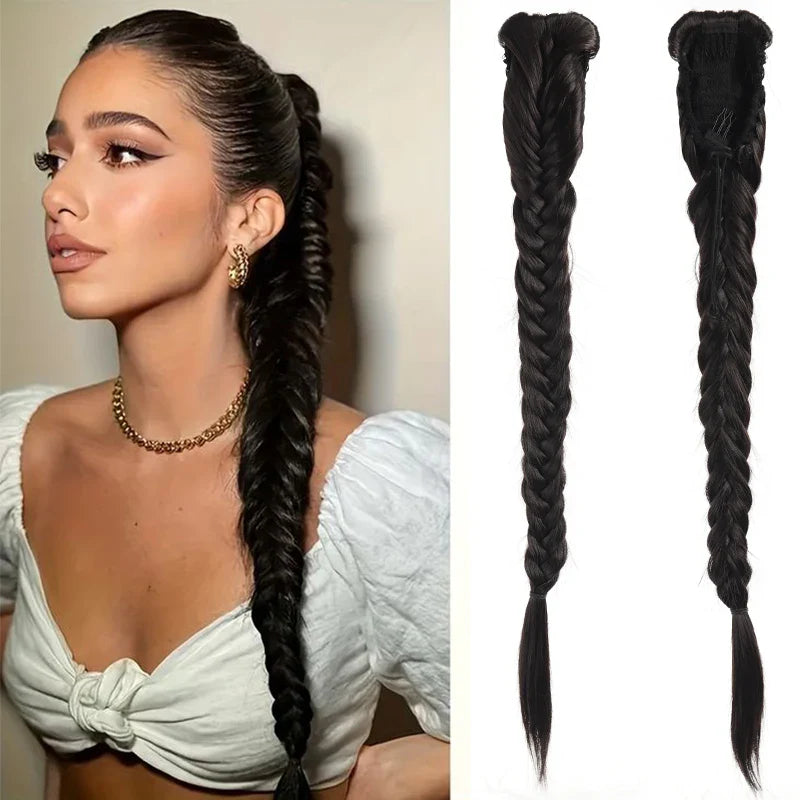 Ponytail extensions – 24 inch synthetic curly drawstring hairpiece for women