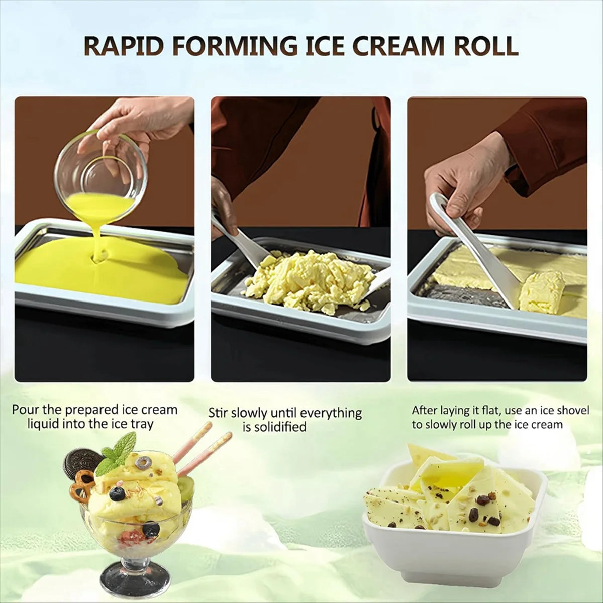 Instant Ice Cream Maker,Homemade DIY Ice Cream,Freeze Yogurt Rolls