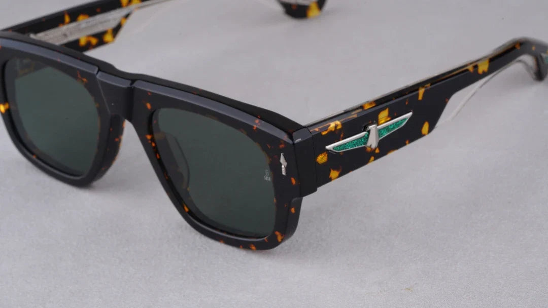 Jacques Marie Mage,THUNDERCLOUD thick solid acetate square Design sunglasses