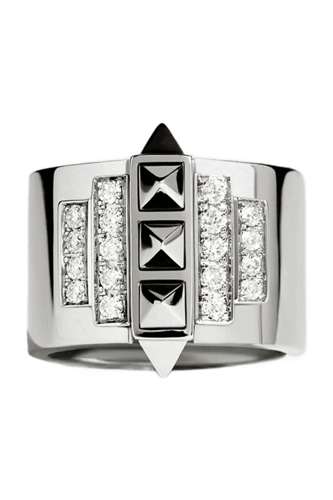 Ring Rockaway Pinky 5 Picots aus Diamanten/Silber