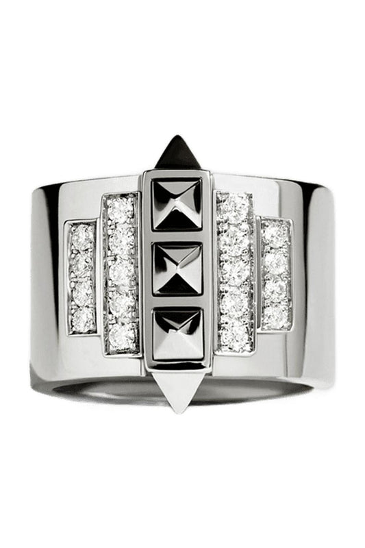 Ring Rockaway Pinky 5 Picots aus Diamanten/Silber