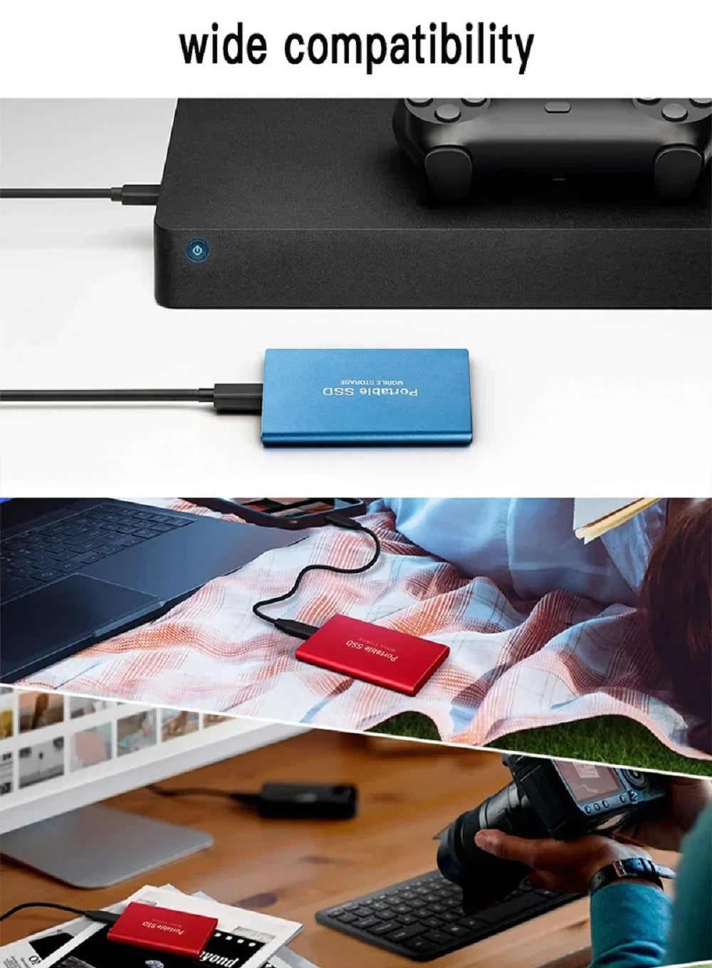 Portable external ssd  usb type-c hard drive for mobile & laptop