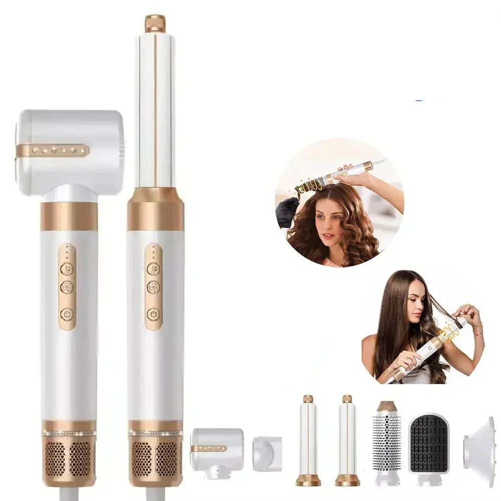 7 in 1 hair dryer brush set with negative ion, curling iron, straightener & hot comb