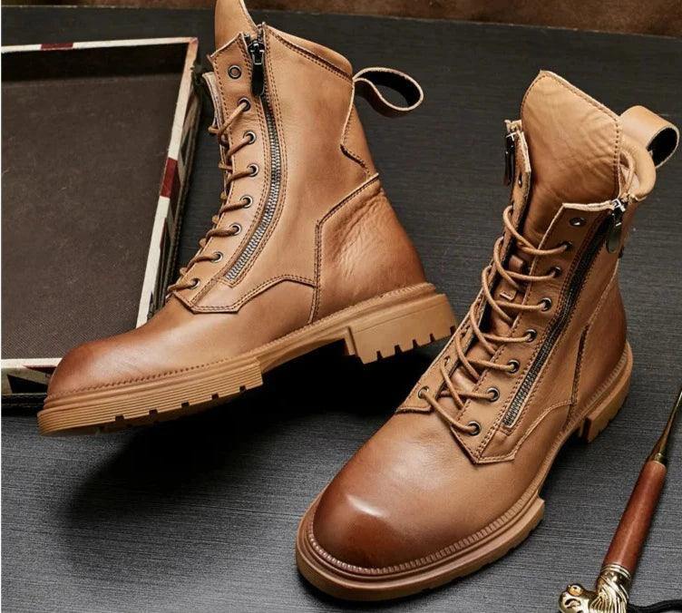 fashion luxury genuine leather designer british style handmade boots