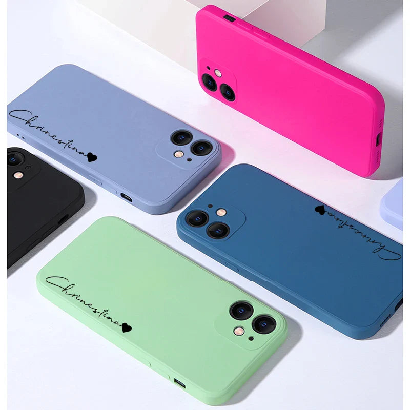 Your name case for iPhone soft liquid silicone shockproof diy cover