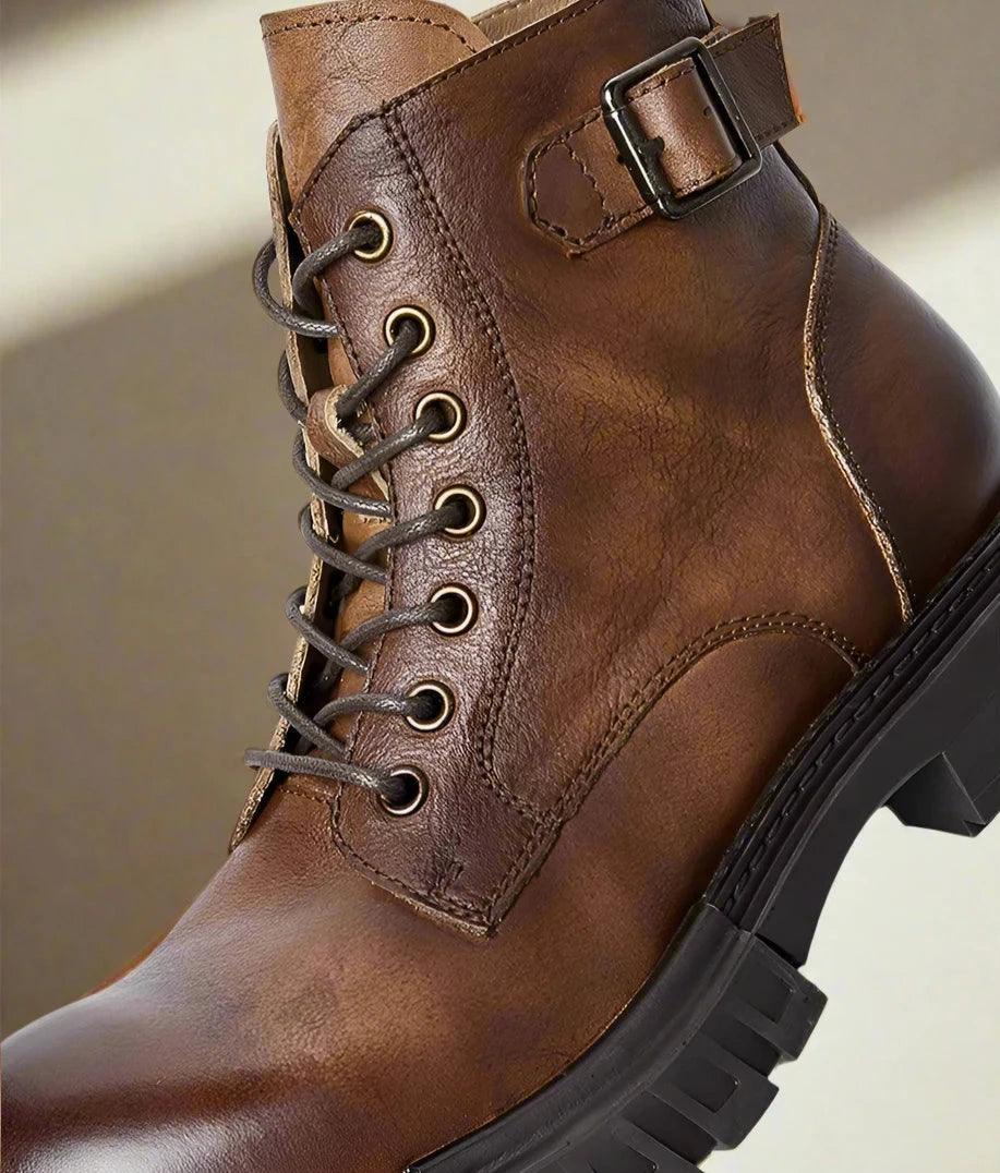 Classic handmade vintage leather ankle boots genuine leather