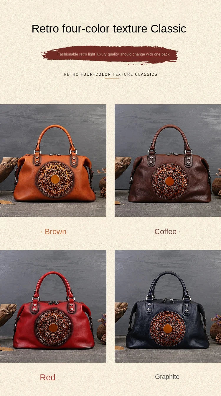 women genuine leather tote bag classic cowhide shoulder handbag with zipper