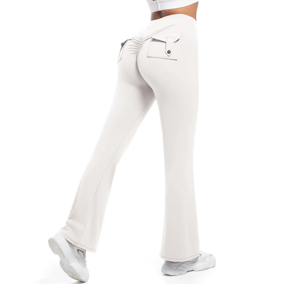 Women Flare pocket leggings high waist Breathable street style