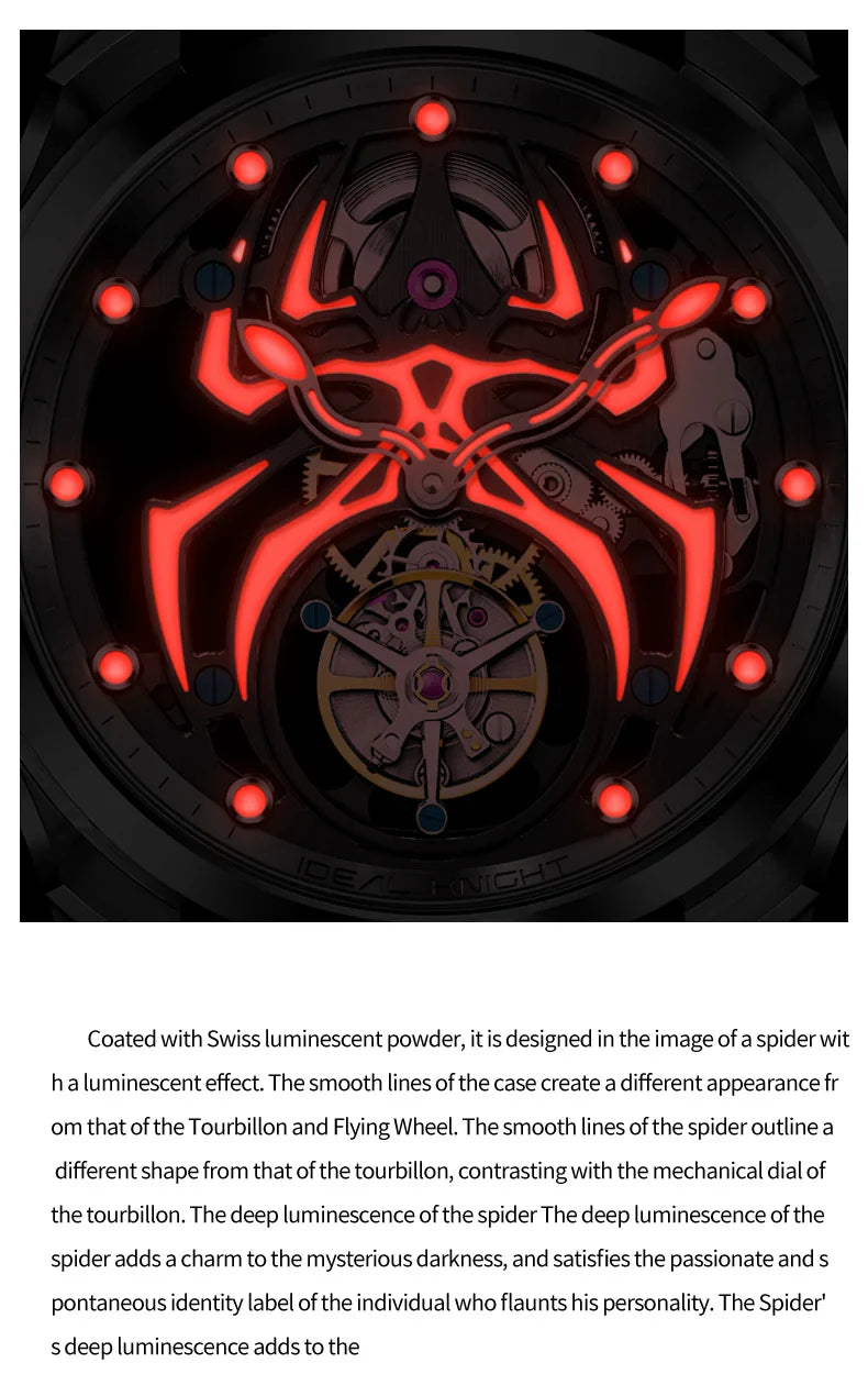 IDEAL KNIGHT automatic tourbillon skeleton flywheel luxury mechanical watch