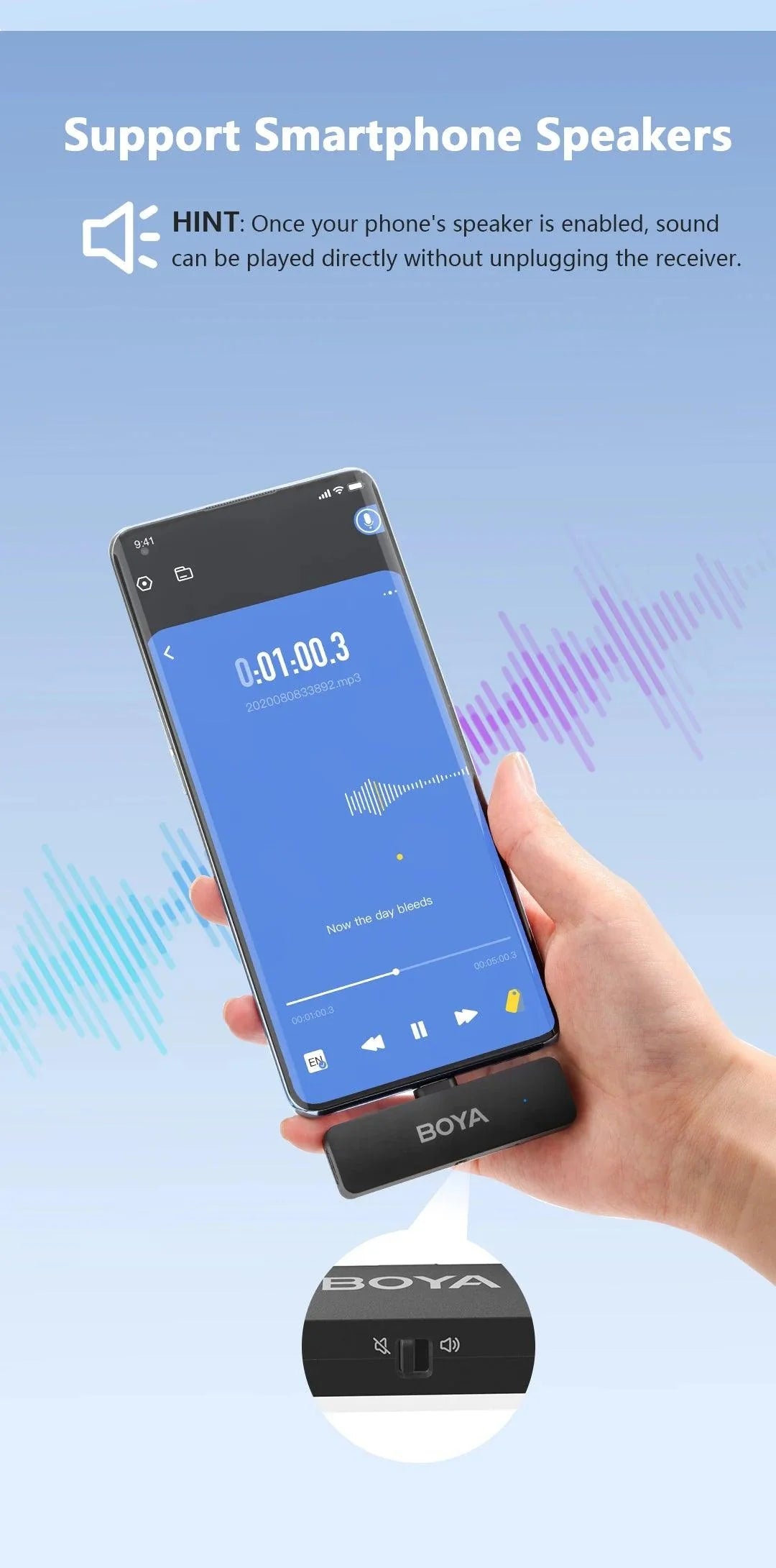 BOYA-V4U wireless microphone for phone & pc video recording live streaming