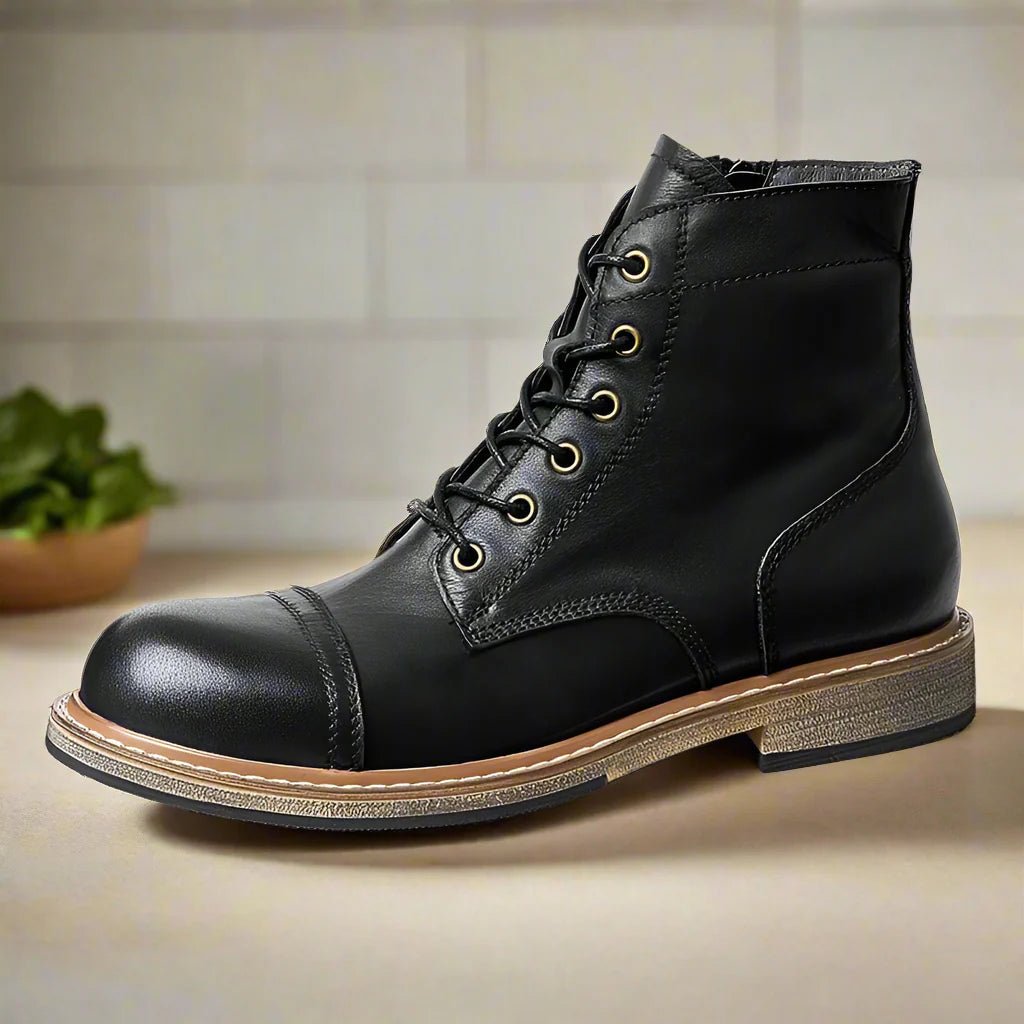 Men genuine leather handmade high quality comfortable boots