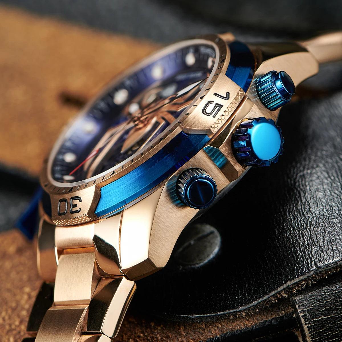 REEF TIGER design sport automatic watch spider dial