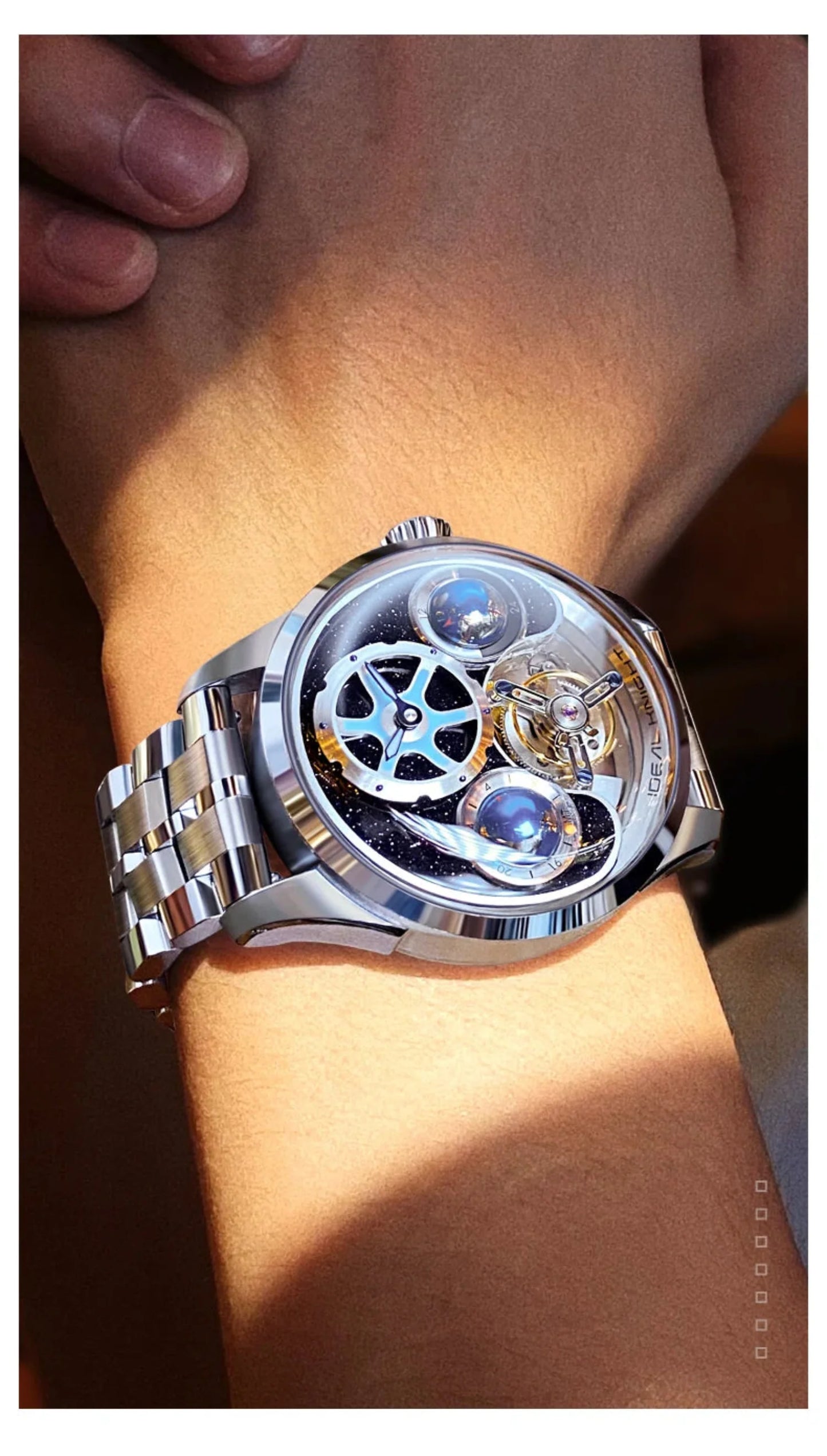 IDEAL KNIGHT blue earth tourbillon watch luxury skeleton automatic timepiece