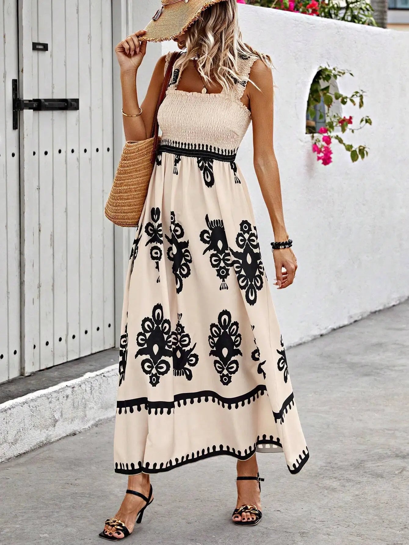 Girls floral long dress beach summer street style dress