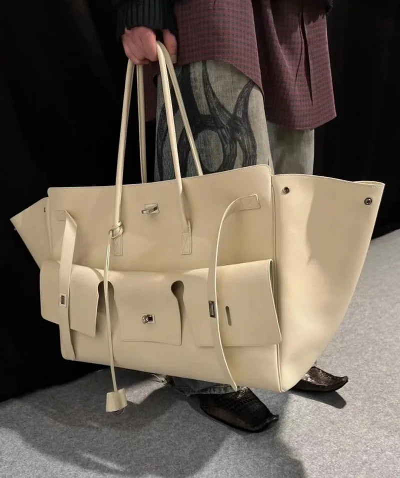 Designer cow split leather large capacity shoulder women bag