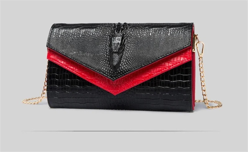Crocodile pattern leather bag women cowhide shoulder clutch
