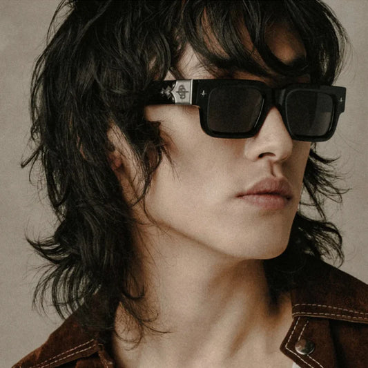 Getaway jet black thick acetatе high‑street shades luxury eyewear