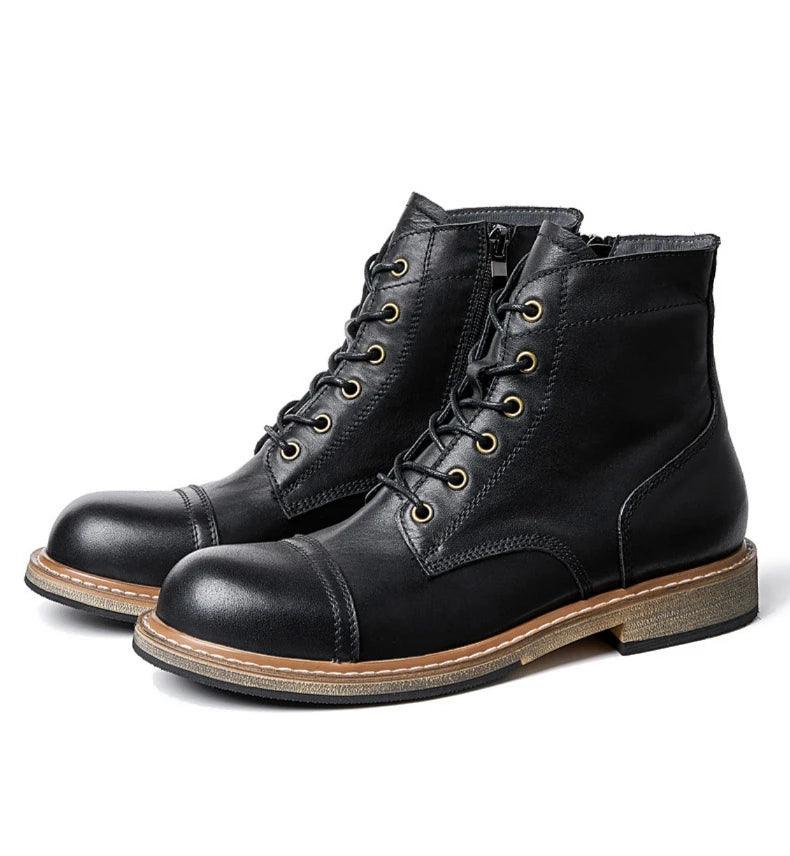 Men genuine leather handmade high quality comfortable boots