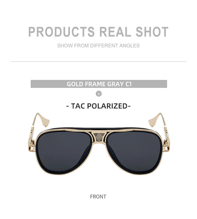 new men's pilot sunglasses retro polarized brown hd lens driving sunshade