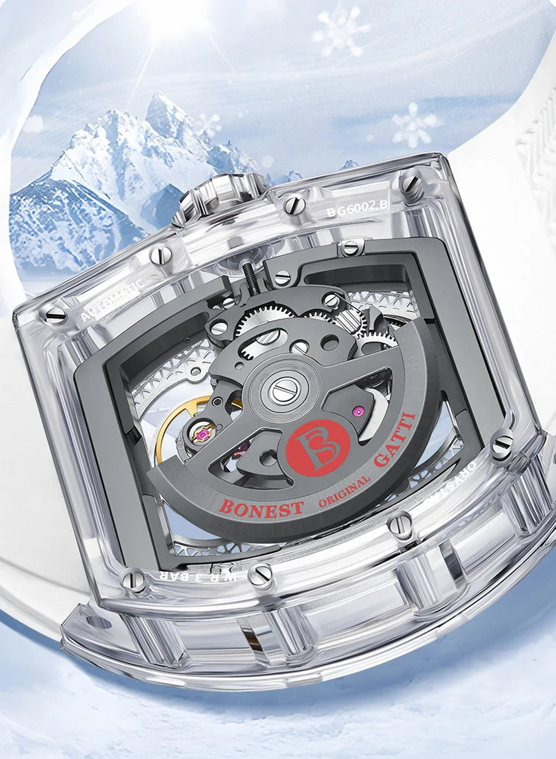 Bonest Gatti luxury automatic watch polar bear skeleton dial