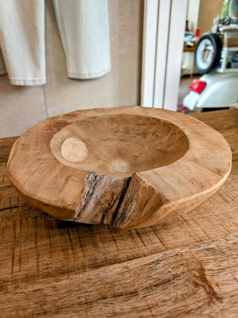 Schale Holzschale aus Teakholz ca. 30cm Durchmesser und 1,5kg schwer - Unikat 2