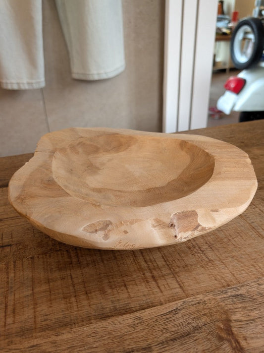 Schale Holzschale aus Teakholz ca. 30cm Durchmesser und 1,5kg schwer - Unikat 3