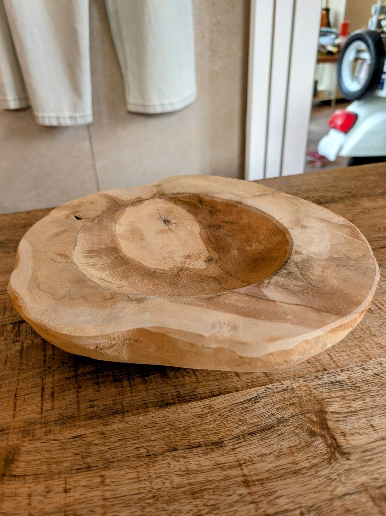 Schale Holzschale aus Teakholz ca. 30cm Durchmesser und 1,5kg schwer - Unikat 4