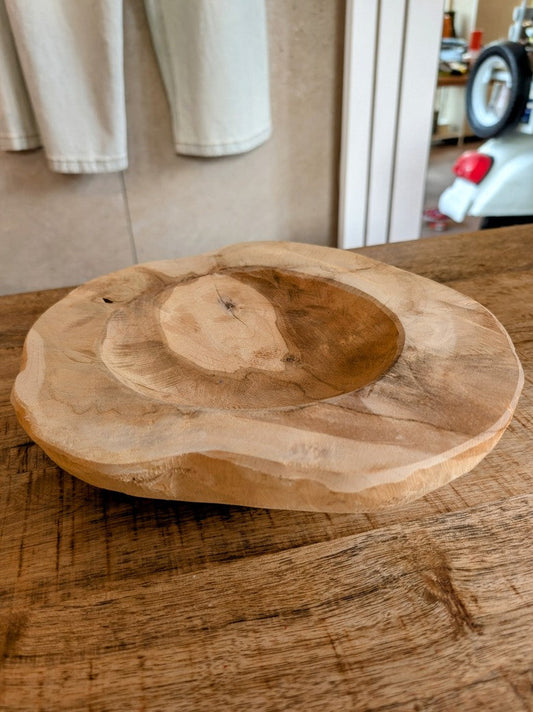 Schale Holzschale aus Teakholz ca. 30cm Durchmesser und 1,5kg schwer - Unikat 4