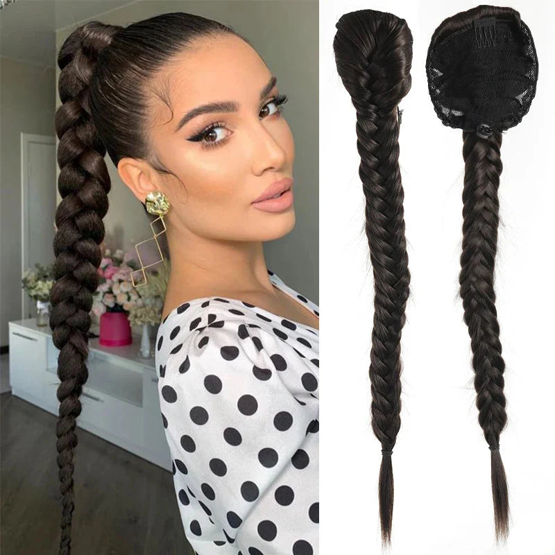 Ponytail extensions – 24 inch synthetic curly drawstring hairpiece for women