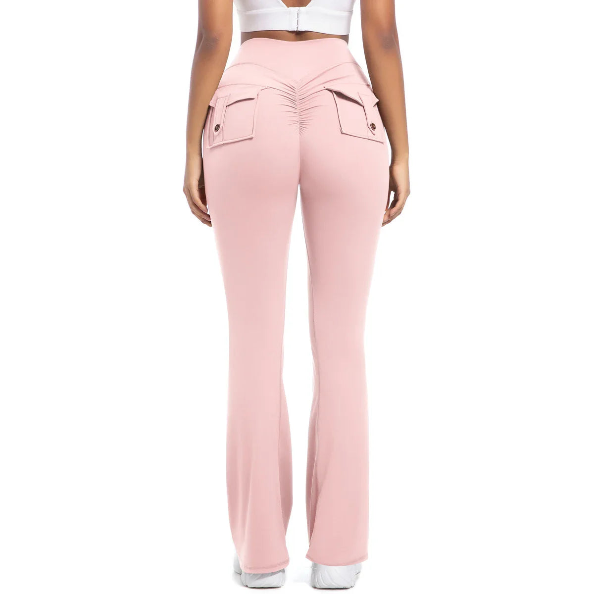 Women Flare pocket leggings high waist Breathable street style