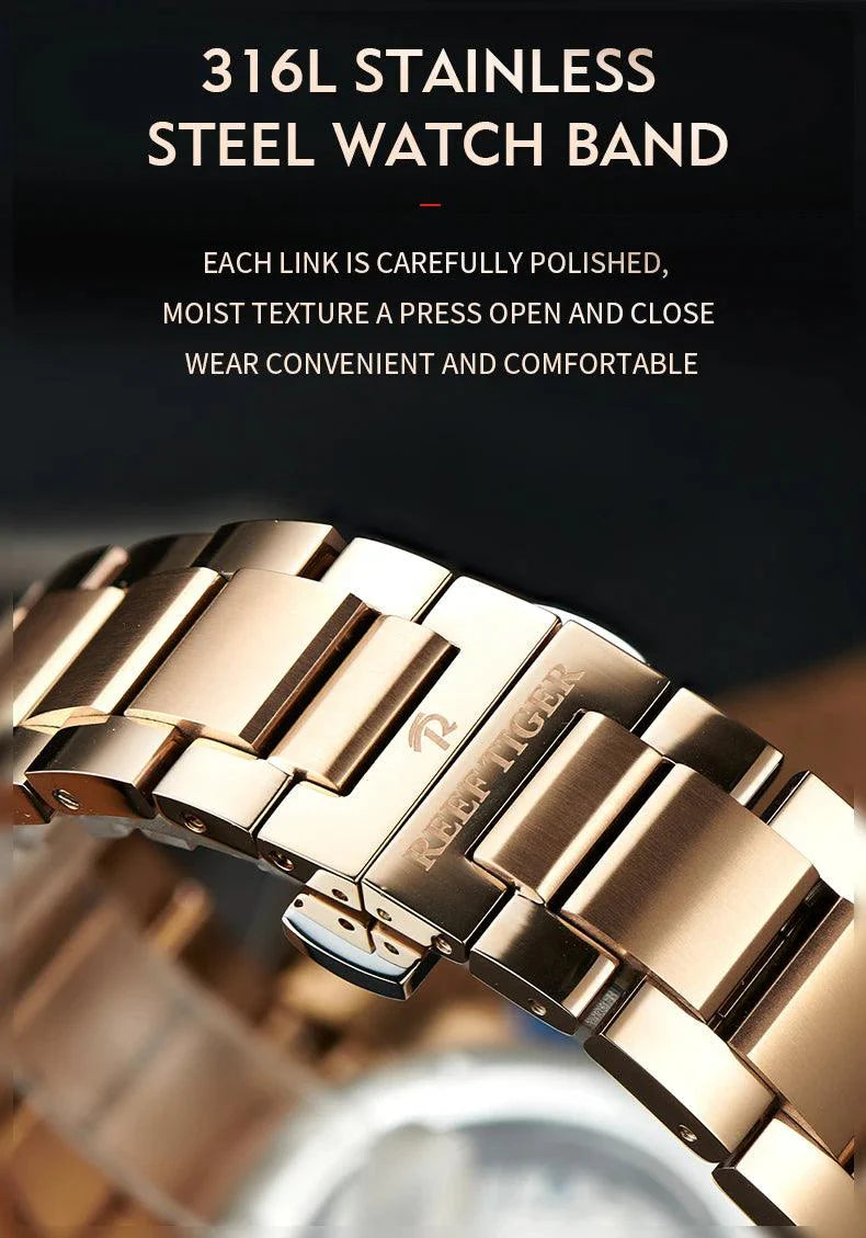 REEF TIGER design sport automatic watch spider dial