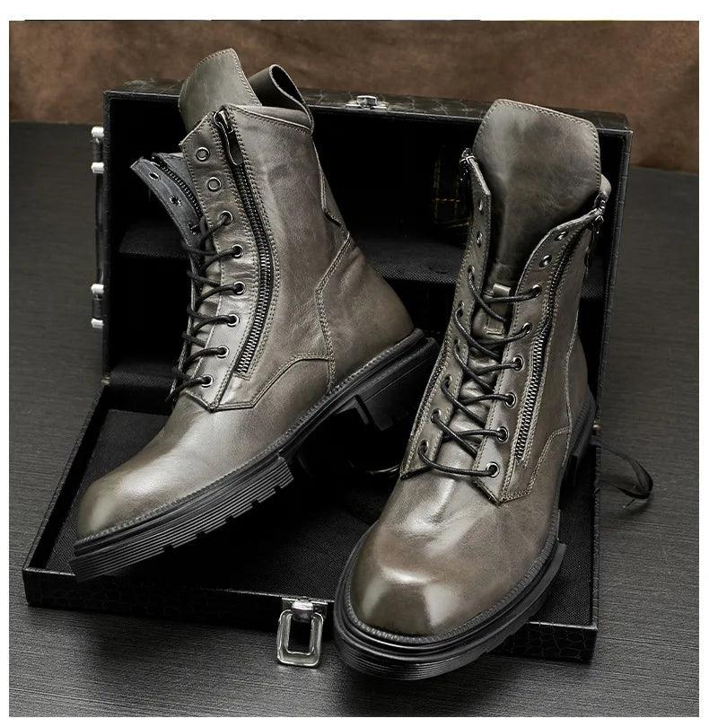 fashion luxury genuine leather designer british style handmade boots