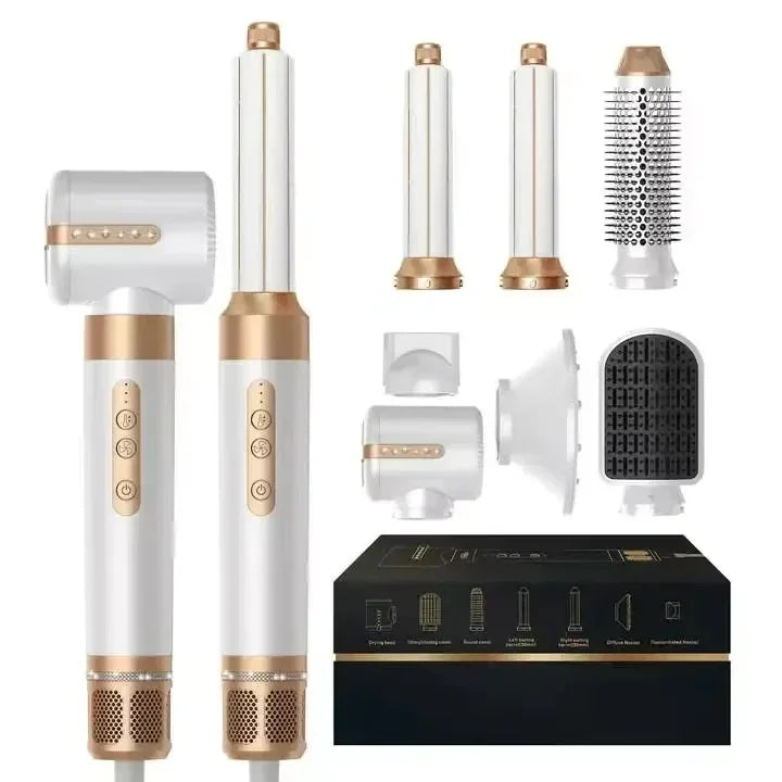 7 in 1 hair dryer brush set with negative ion, curling iron, straightener & hot comb