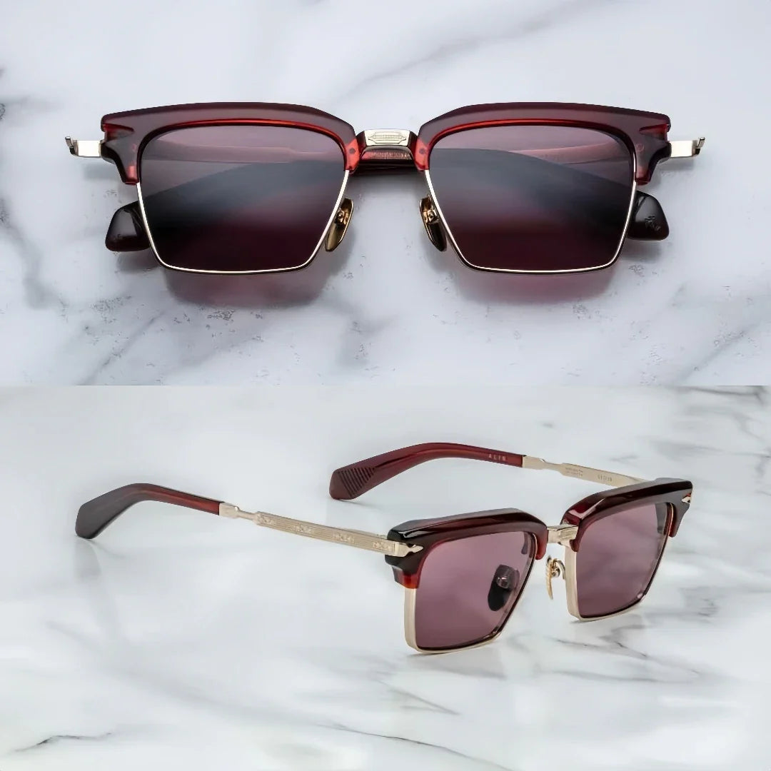jacques marie mage ALIN vintage half rim sunglasses alloy acetate retro style