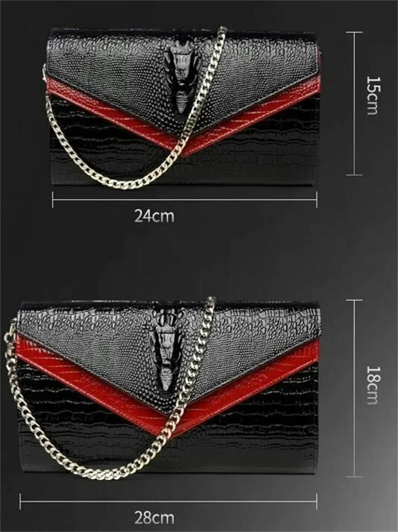 Crocodile pattern leather bag women cowhide shoulder clutch