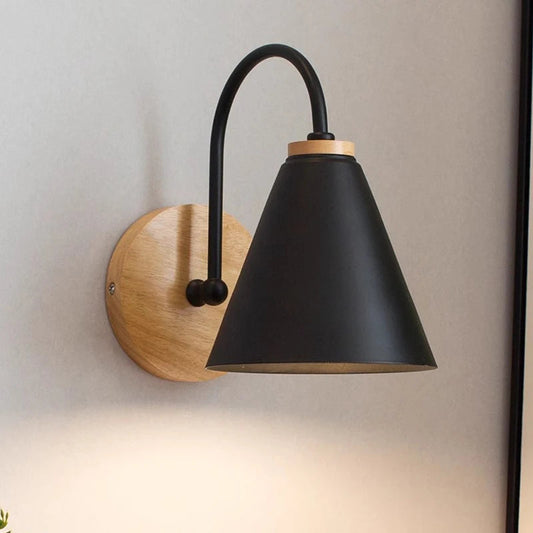 Solid Wood Wall Lamp – Modern Macaron Bedside Light