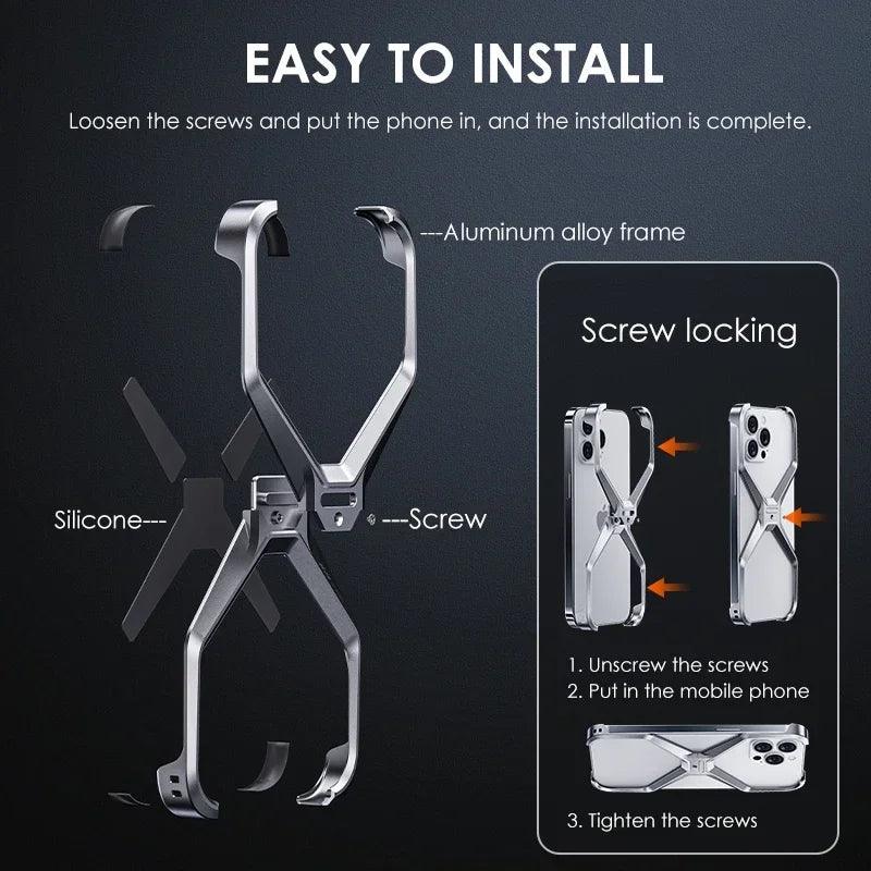 Phone case for iphone metal x type removable heat dissipation  cover