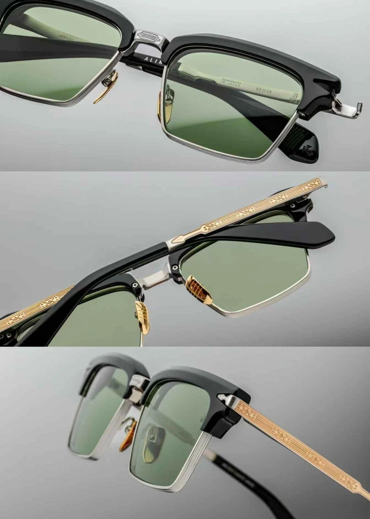 jacques marie mage ALIN vintage half rim sunglasses alloy acetate retro style