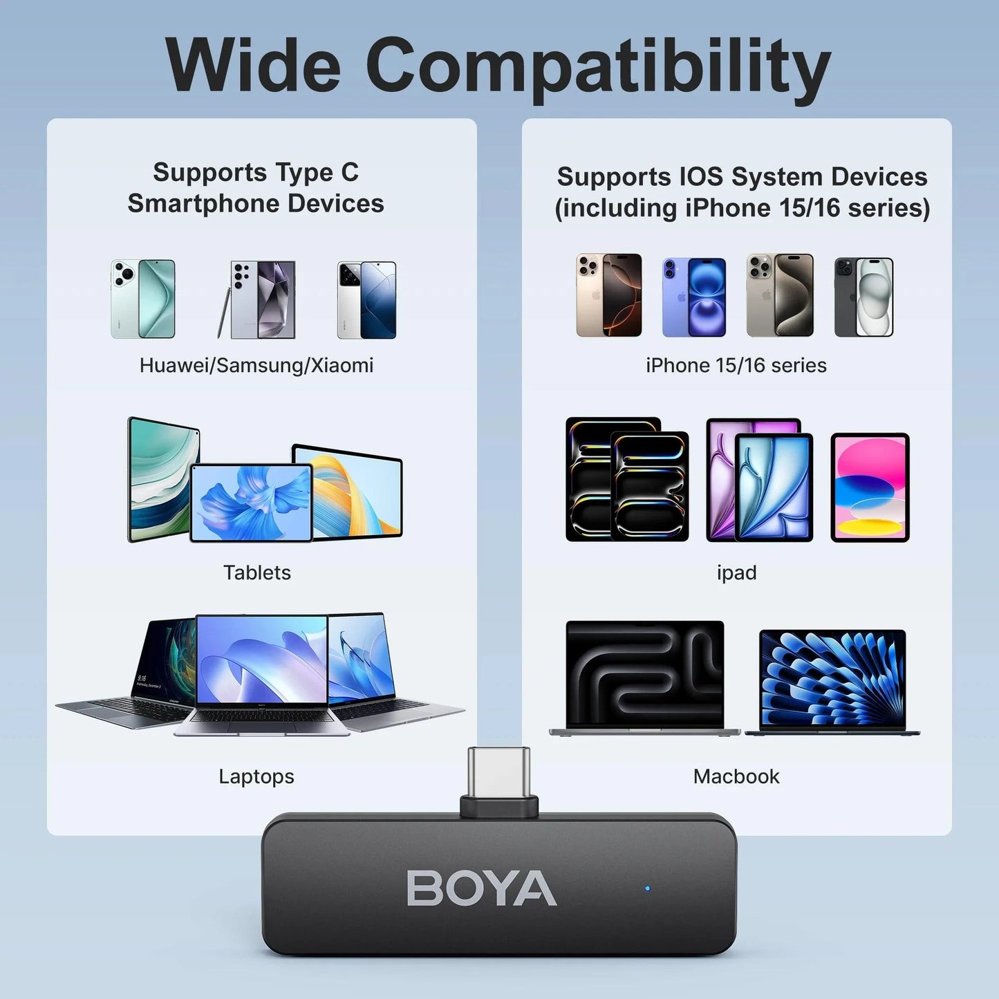 BOYA-V4U wireless microphone for phone & pc video recording live streaming