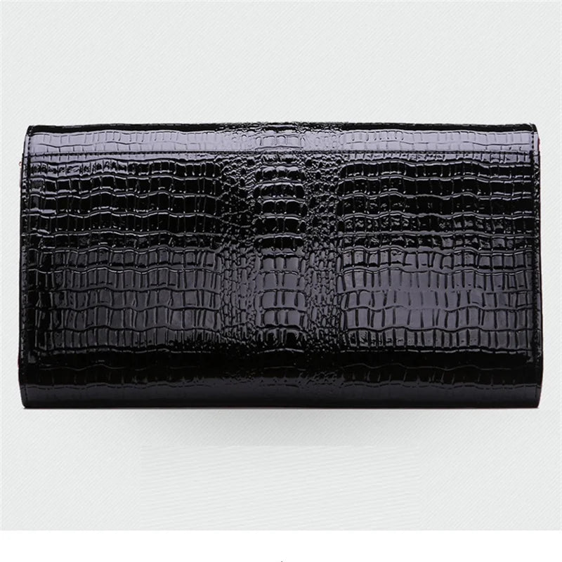 Crocodile pattern leather bag women cowhide shoulder clutch