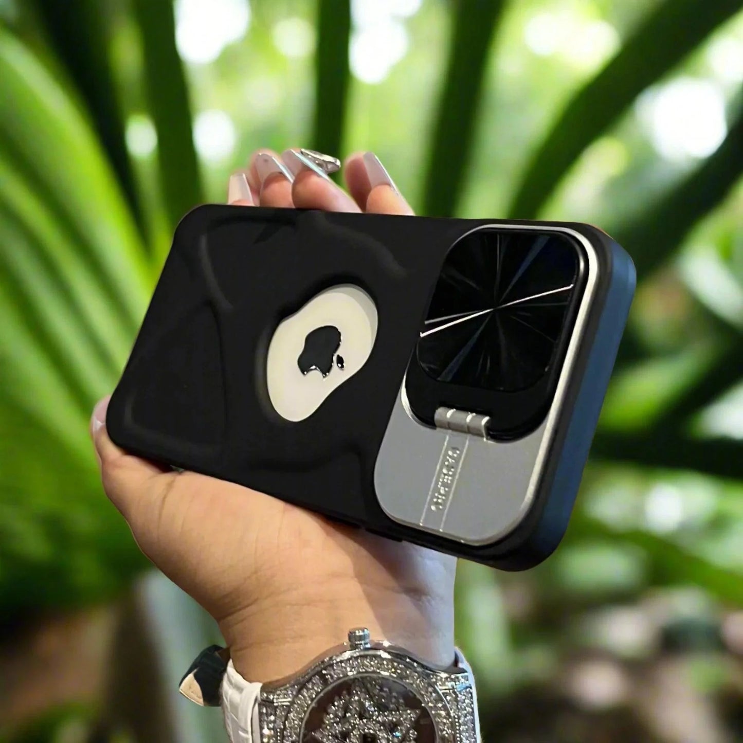 Fashion logo hole magnetic case for iphone lens protection covers