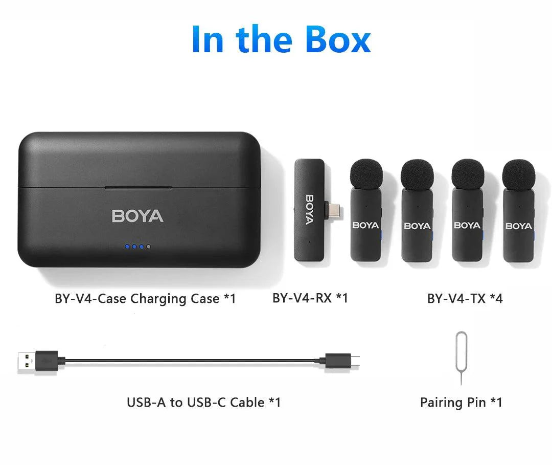 BOYA-V4U wireless microphone for phone & pc video recording live streaming